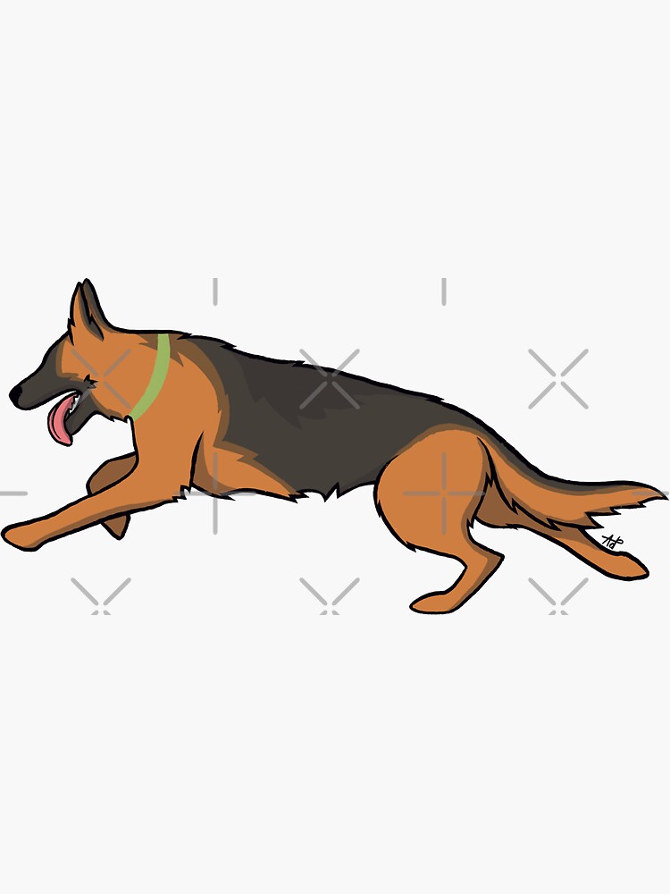 Thumbnail 3 of 3, Sticker, Running German Shepherd designed and sold by smoothfoxill.