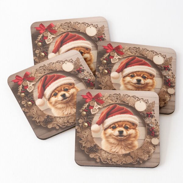 Item preview, Christmas with Pomeranian: The Spirited Charm of Wood (Pyro Pets Art - 200) designed and sold by pyropetsart.