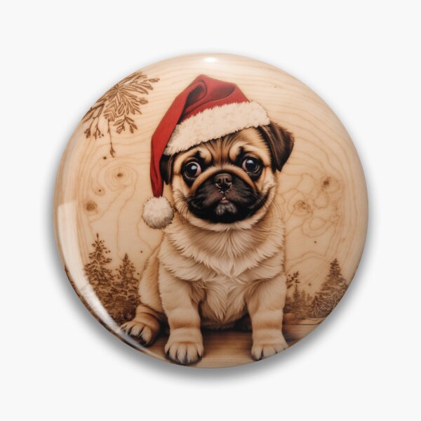 Item preview, Christmas with Pug: The Playful Soul of Wood (Pyro Pets Art - 211) designed and sold by pyropetsart.