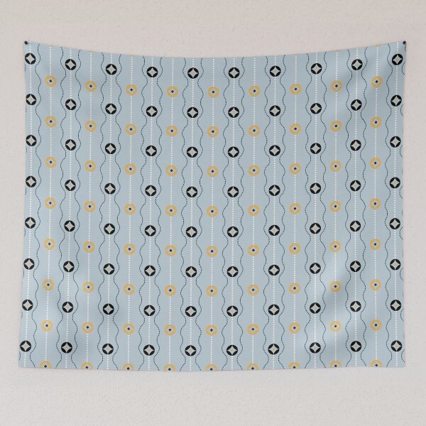 Item preview, Soft Blue Japanese Circle Stripe Kimono Pattern  designed and sold by EmiDoodlesJapan.