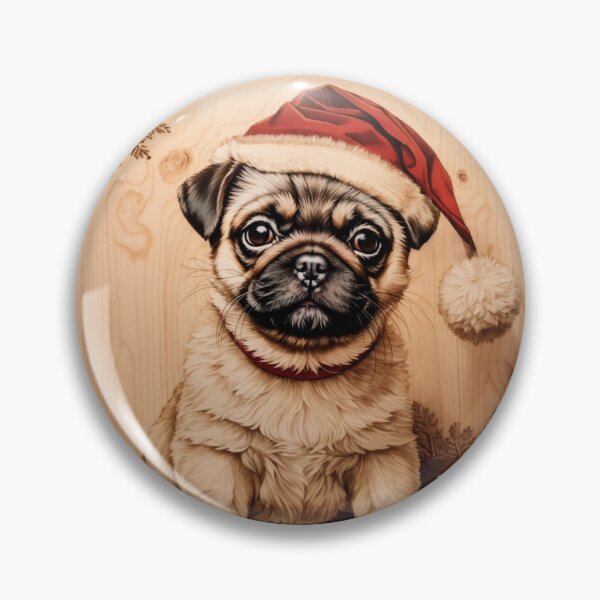 Item preview, Christmas with Pug: The Playful Soul of Wood (Pyro Pets Art - 213) designed and sold by pyropetsart.