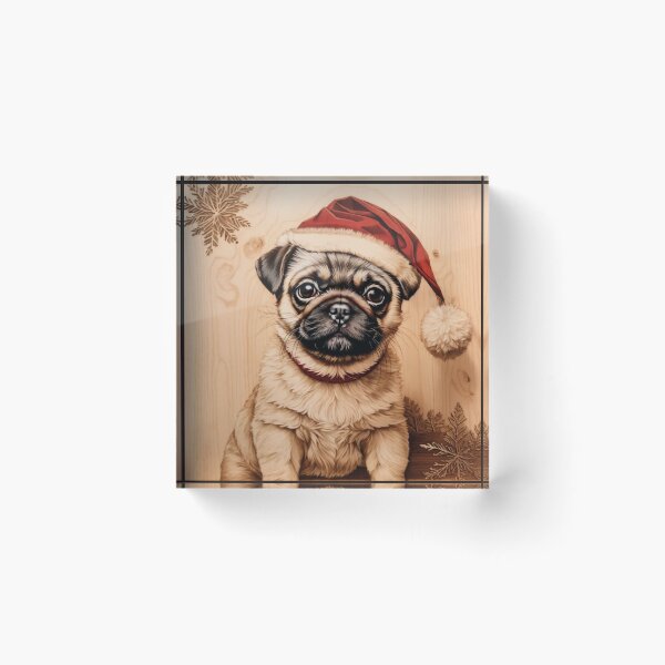 Item preview, Christmas with Pug: The Playful Soul of Wood (Pyro Pets Art - 213) designed and sold by pyropetsart.