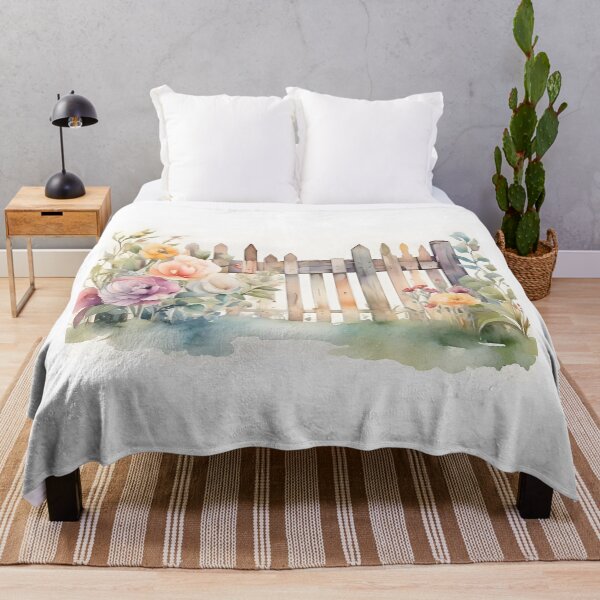 Item preview, Wooden fence with romantic flower, watercolor painting. designed and sold by Jayjaynaenae.