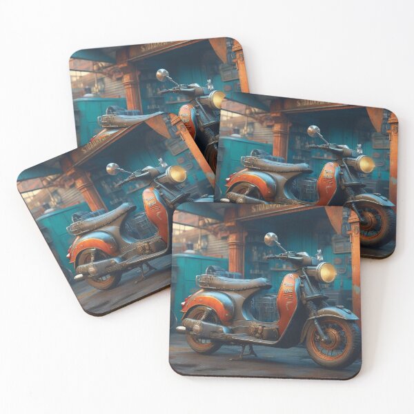 Item preview, Blue Orange Moped Scooter designed and sold by Random Designs.