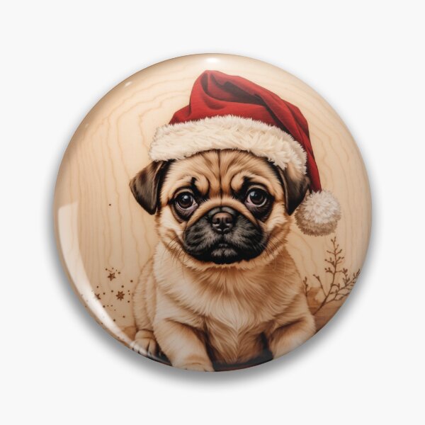 Item preview, Christmas with Pug: The Playful Soul of Wood (Pyro Pets Art - 214) designed and sold by pyropetsart.