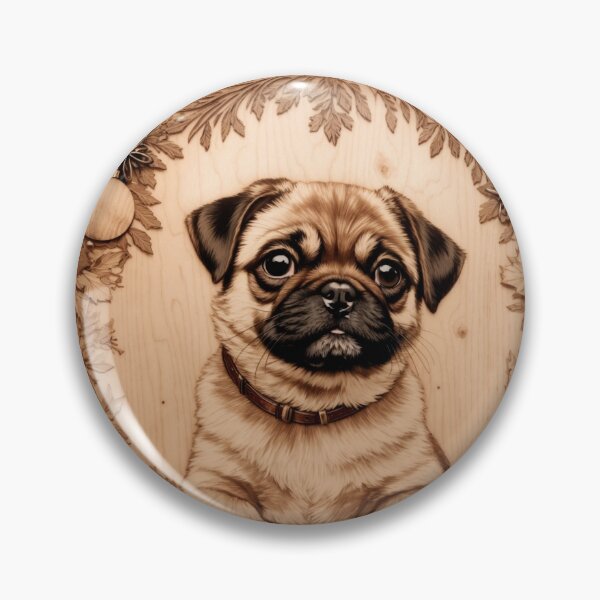 Item preview, Christmas with Pug: The Playful Soul of Wood (Pyro Pets Art - 215) designed and sold by pyropetsart.