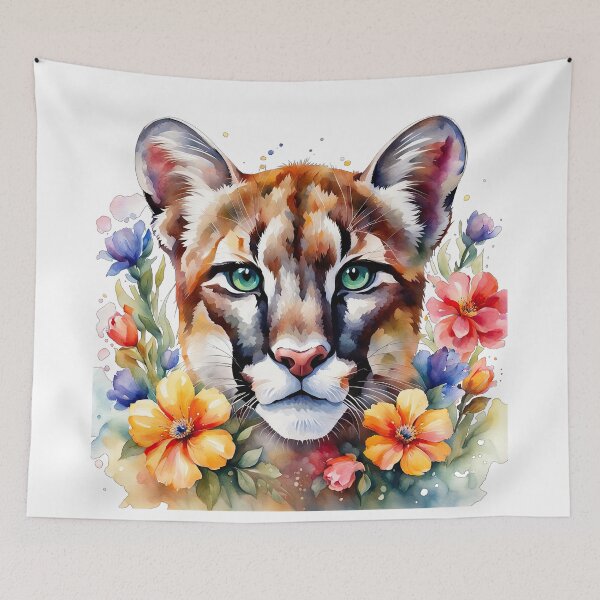 Item preview, Cute Cougar and flowers designed and sold by Bilisik.