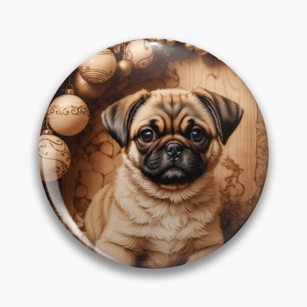 Item preview, Christmas with Pug: The Playful Soul of Wood (Pyro Pets Art - 217) designed and sold by pyropetsart.