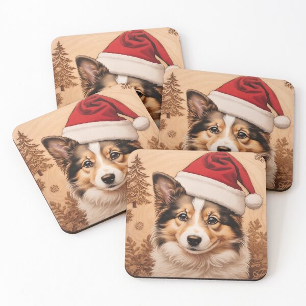 Item preview, Christmas with Sheltie: The Gentle Alertness of Wood (Pyro Pets Art - 218) designed and sold by pyropetsart.