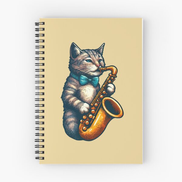 Item preview, a cat playing the saxophone designed and sold by unepommedeterre.