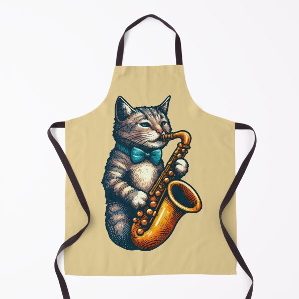 Item preview, a cat playing the saxophone designed and sold by unepommedeterre.