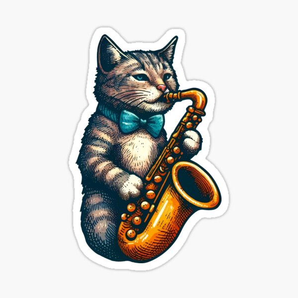 Autoaufkleber Katze Musik Kater Saxophone Saxofon