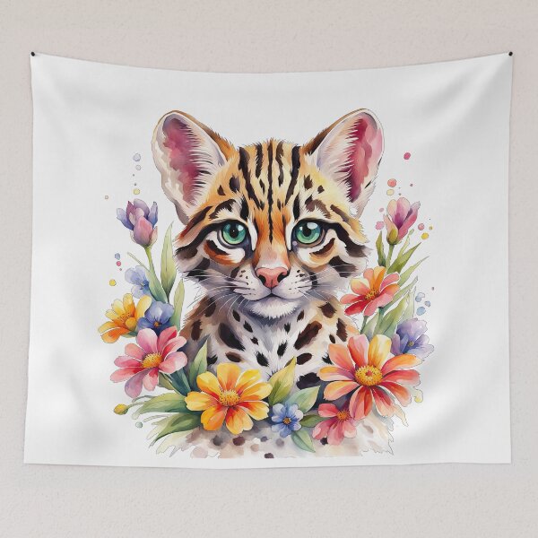 Item preview, Cute Leopard Cub and flowers designed and sold by Bilisik.
