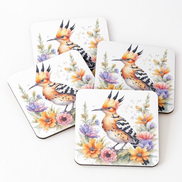 Item preview, Cute Hoopoe and flowers designed and sold by Bilisik.
