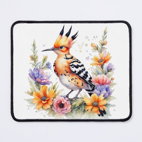 Item preview, Cute Hoopoe and flowers designed and sold by Bilisik.