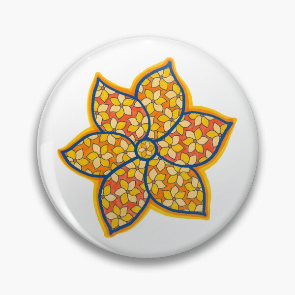 Item preview, Daisy 6 Petal in Oranges and Blue designed and sold by inklets.