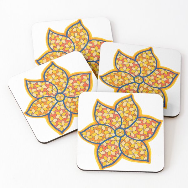 Item preview, Daisy 6 Petal in Oranges and Blue designed and sold by inklets.