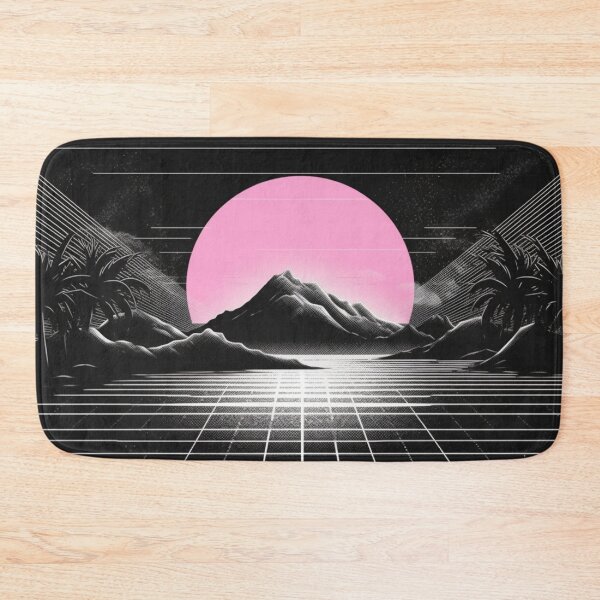 Item preview, Pink Synthwave Sun Black And White Landscape designed and sold by Nightarcade.