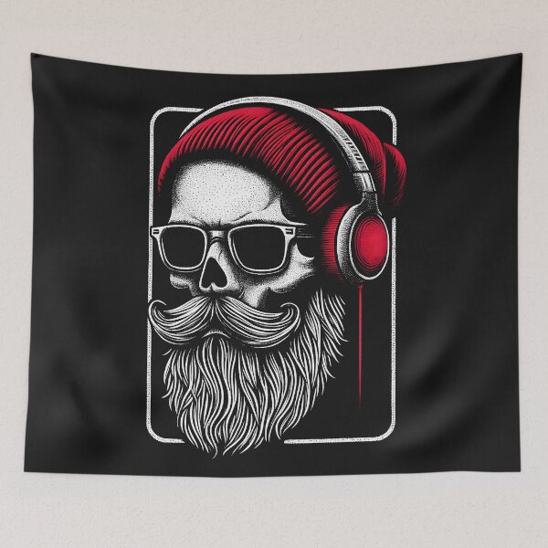 Item preview, “Vintage Vibes: The Bearded Skull in Red Beanie Jams!” designed and sold by Aroncross111.