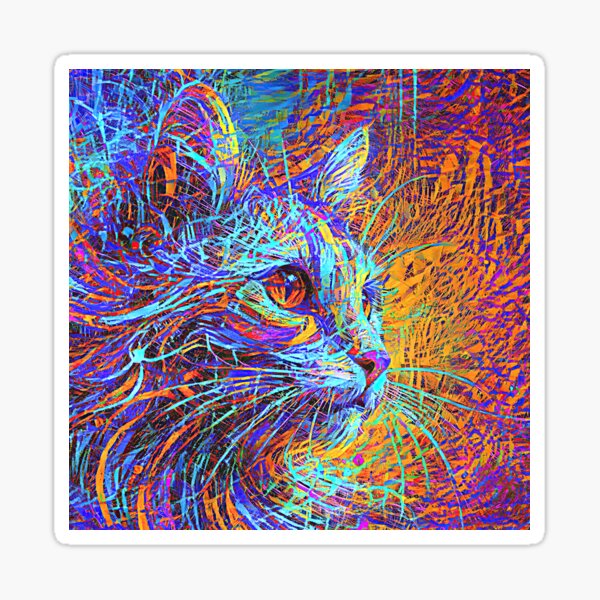 Abstractions of abstract abstraction of cat. DeepDream #9384689989520 Sticker