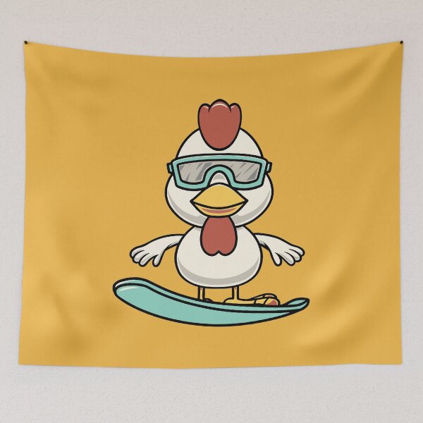 Item preview, Cute chicken snowboarding cartoon illustration designed and sold by cubbone.