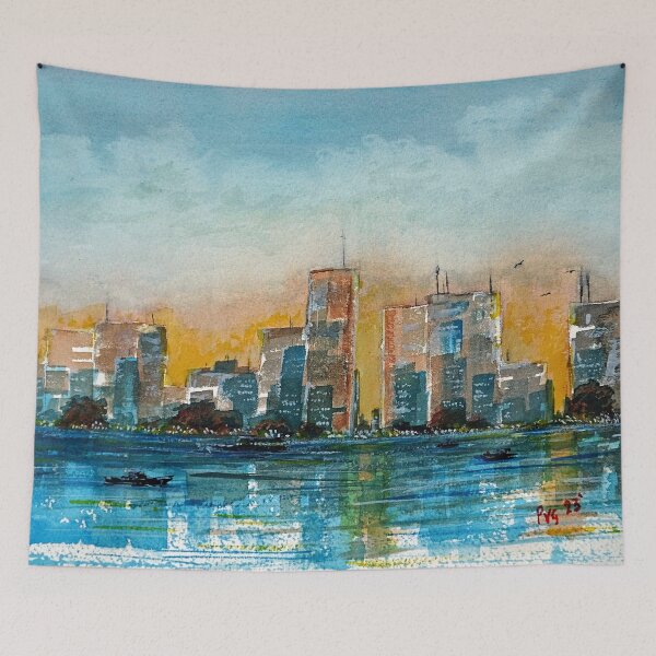 Artikelvorschau, Stadtbild Waterfront - Aquarell entworfen und verkauft von Paul Gilbert.
