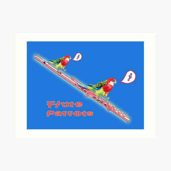Two Parrots Flute Music Art Print