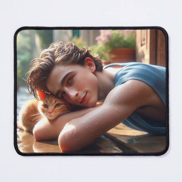 Item preview, Elio Perlman and cat CMBYN designed and sold by cmbynjournal.