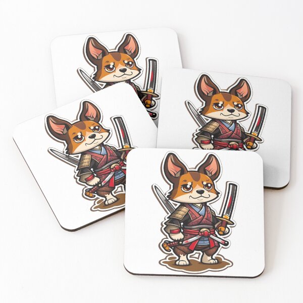 Item preview, Cute Japan samurai puppy brown dog designed and sold by KorArtStudio.