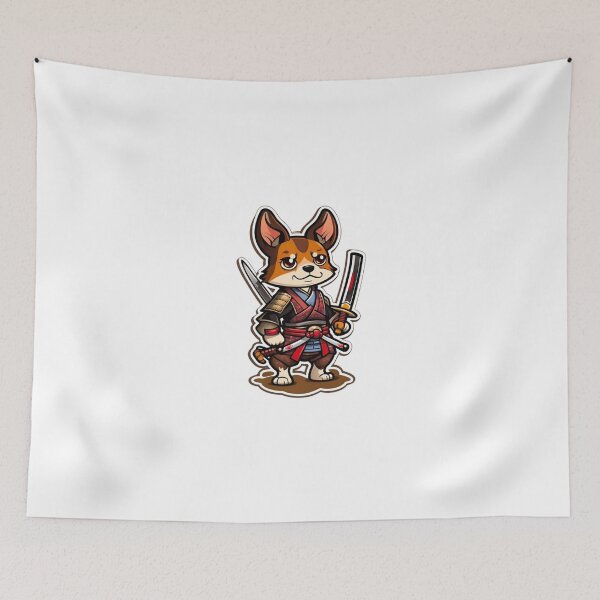Item preview, Cute Japan samurai puppy brown dog designed and sold by KorArtStudio.