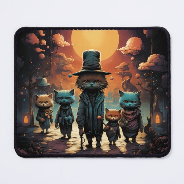 Item preview, T-shirt design anthropomorphic cats walking down the road, snappy dressers, psychedelic, designed and sold by DeepDrop Studio.