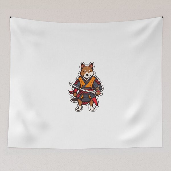 Item preview, Cool Japan samurai puppy brown dog designed and sold by KorArtStudio.