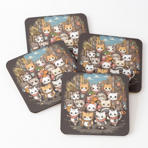 Item preview, T-shirt design anthropomorphic cats walking down the road, snappy dressers, psychedelic, designed and sold by DeepDrop Studio.
