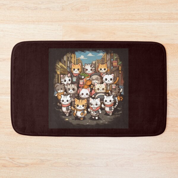 Item preview, T-shirt design anthropomorphic cats walking down the road, snappy dressers, psychedelic, designed and sold by DeepDrop Studio.