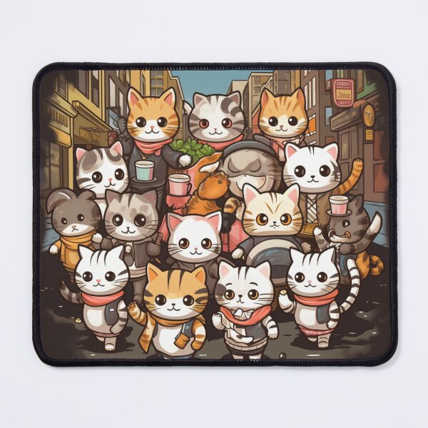 Item preview, T-shirt design anthropomorphic cats walking down the road, snappy dressers, psychedelic, designed and sold by DeepDrop Studio.
