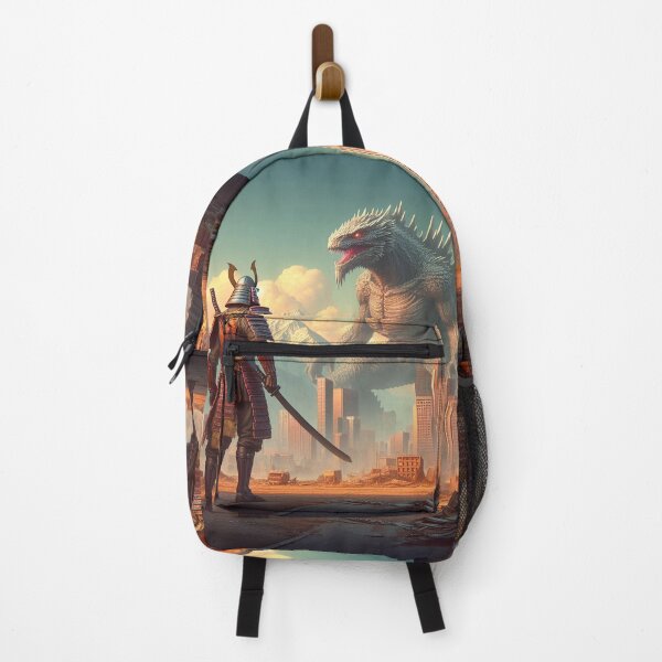 Item preview, Samurai Looking at Giant Monster After the Apocalypse 1 - Kaiju designed and sold by Design Raptor.