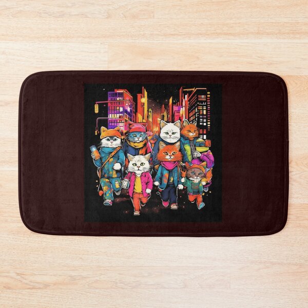 Item preview, T-shirt design anthropomorphic cats walking down the road, snappy dressers, psychedelic, designed and sold by DeepDrop Studio.