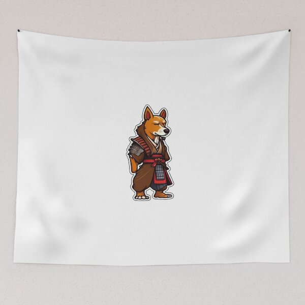 Item preview, Japan samurai katana brown dog designed and sold by KorArtStudio.