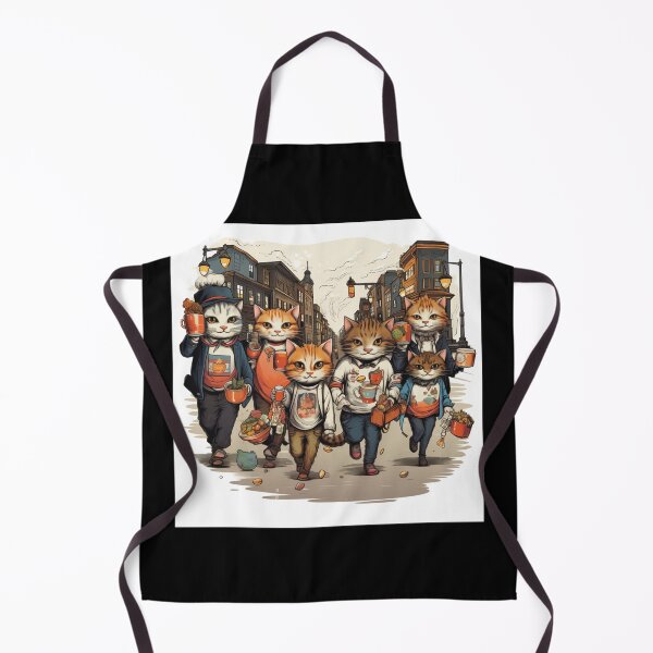 Item preview, T-shirt design anthropomorphic cats walking down the road, snappy dressers, psychedelic, designed and sold by DeepDrop Studio.