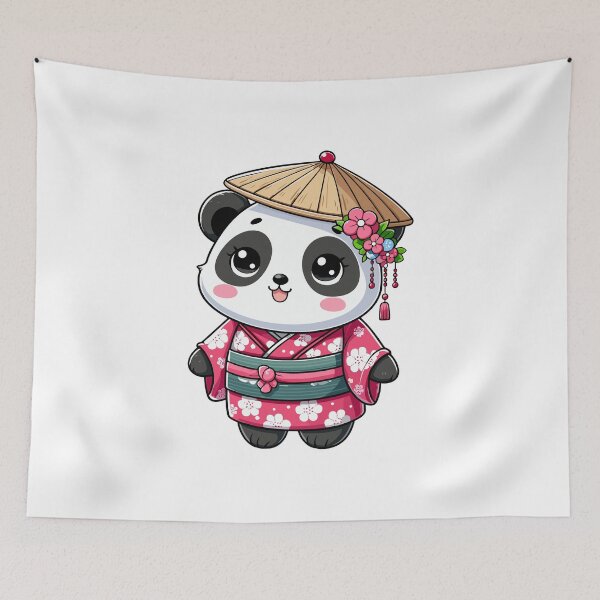 Item preview, Panda Party: Festive Fun in a Kimono and Straw Hat designed and sold by cave-canvas.