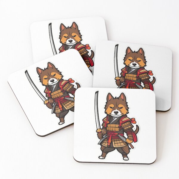 Item preview, Cute Japan samurai katana brown dog designed and sold by KorArtStudio.