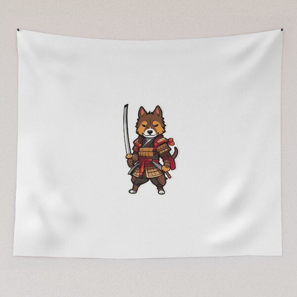Item preview, Cute Japan samurai katana brown dog designed and sold by KorArtStudio.