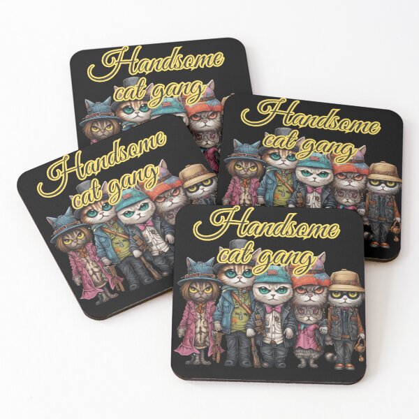 Item preview, T-shirt design anthropomorphic cats walking down the road, snappy dressers, psychedelic, designed and sold by DeepDrop Studio.