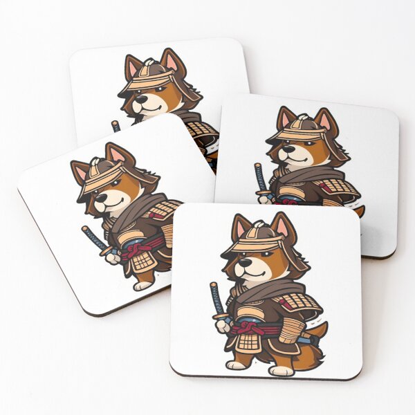 Item preview, Cute Japan samurai katana puppy brown dog designed and sold by KorArtStudio.