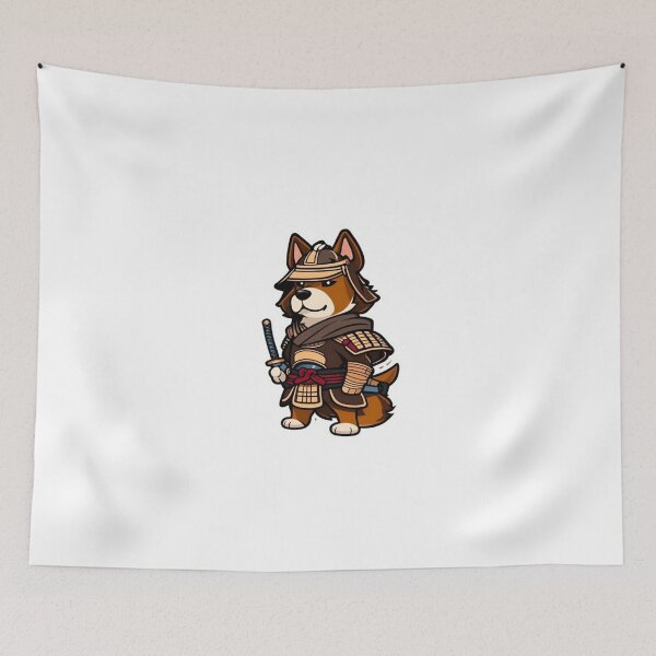 Item preview, Cute Japan samurai katana puppy brown dog designed and sold by KorArtStudio.