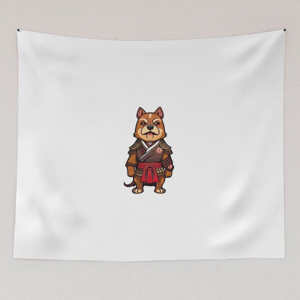Item preview, Cool Japan samurai katana puppy brown dog designed and sold by KorArtStudio.