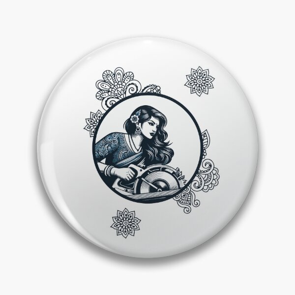 Item preview, Indian Woodworking Woman With Circular Saw designed and sold by Twenty2Creative.