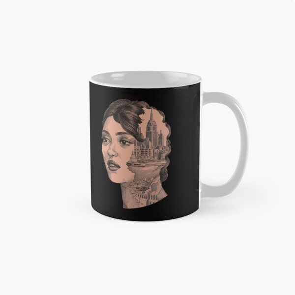 Item preview, Metropolitan Contour - Female Profile and Cityscape Fusion Art Print designed and sold by ChromaticBlend.