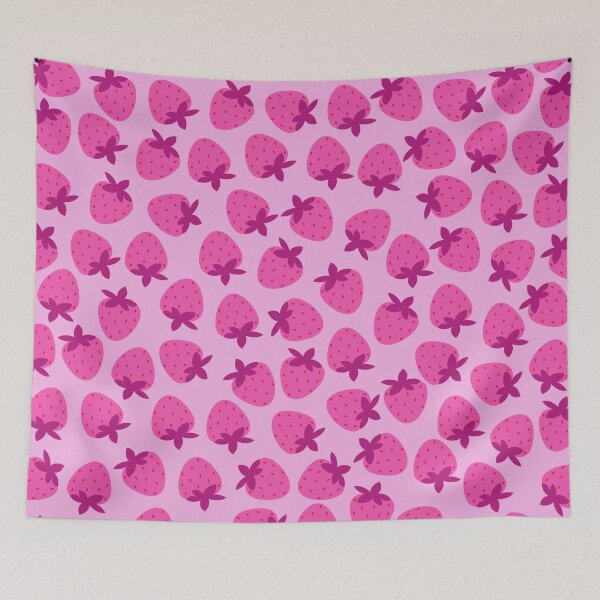 Item preview, pink strawberry field summer cute nature fruit girly pattern designed and sold by DesignYourWaystore.