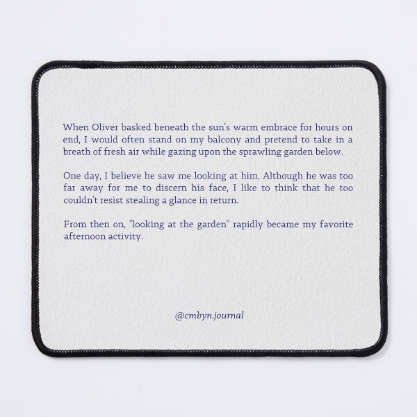 Item preview, Elio Perlman looking at Oliver (text by me) CMBYN designed and sold by cmbynjournal.